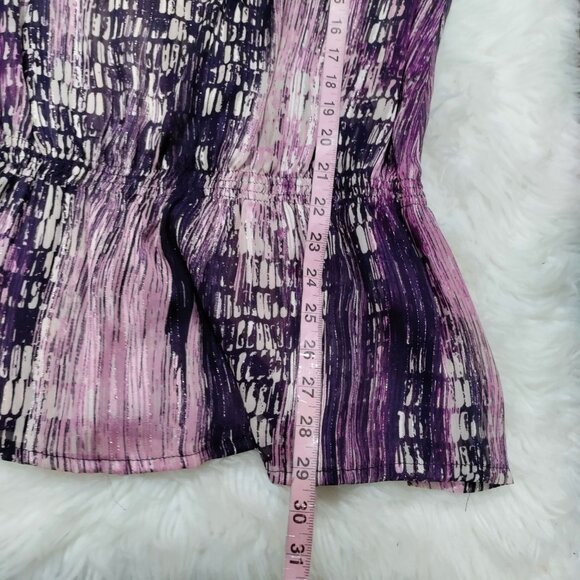 Casting Whimsy Artsey Lagenlook Abstract Silk Cowl Neck Blouson Mini Dress M - Picture 15 of 16